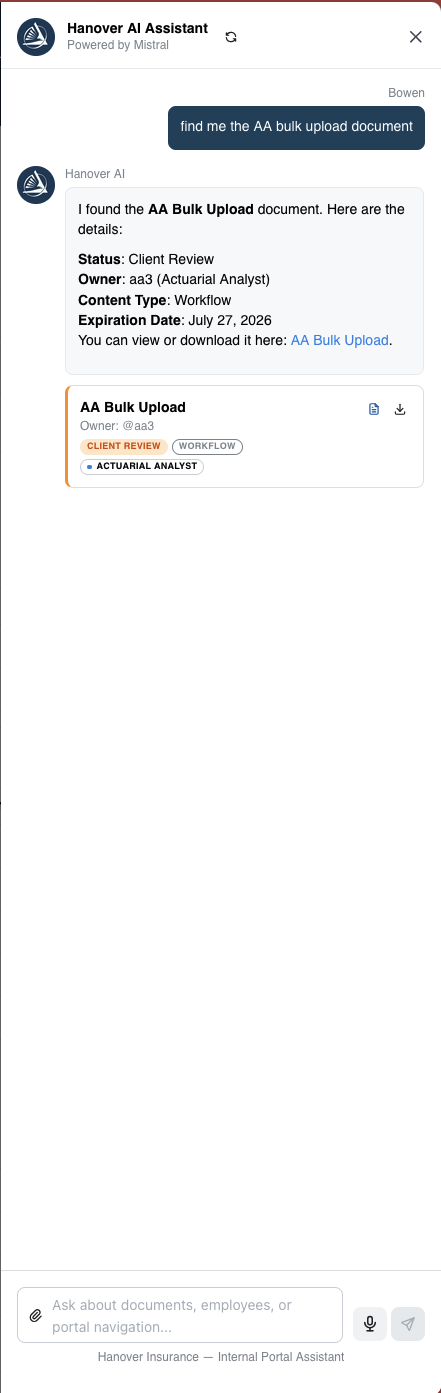 AI assistant interface