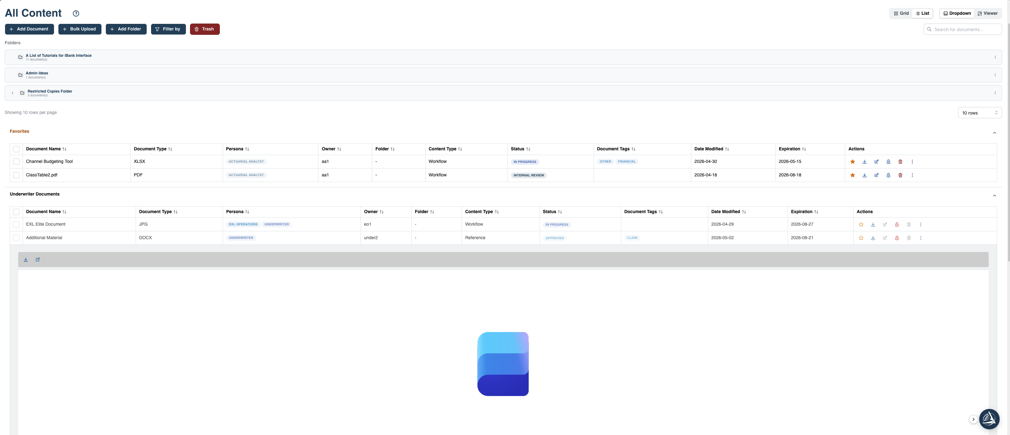 Content management page
